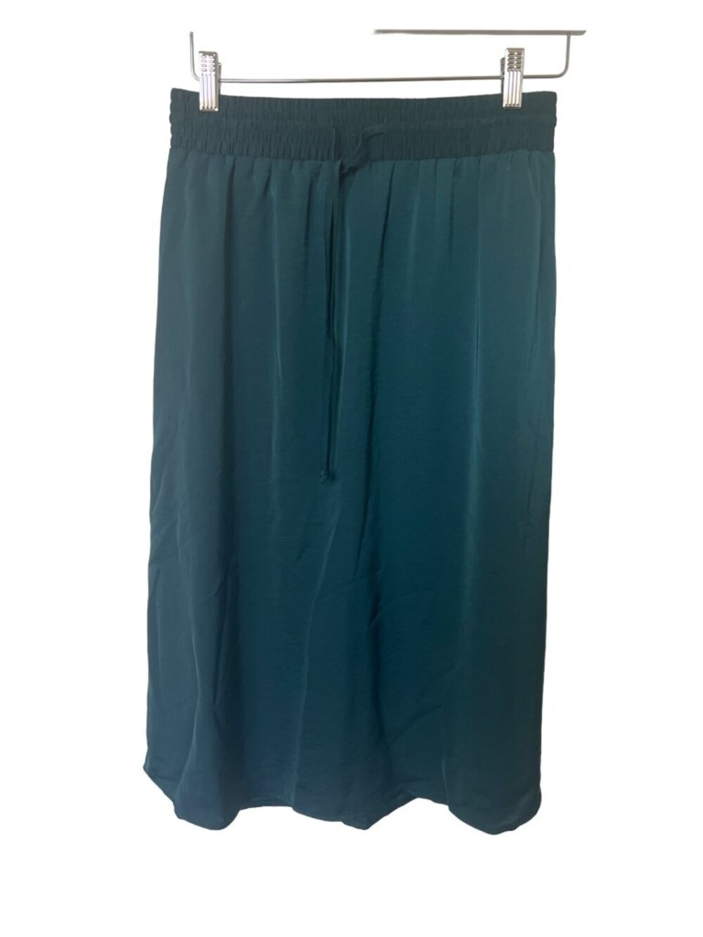 A New Day Silky Emerald Green Drawstring Skirt